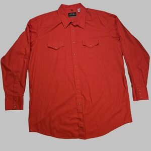 White Horse Western Shirt Mens XXL Tall Red Pearl Snap Long Sleeve Cowboy Rodeo